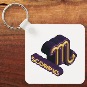 Scorpio Zodiac Sign and Text Design Key Ring