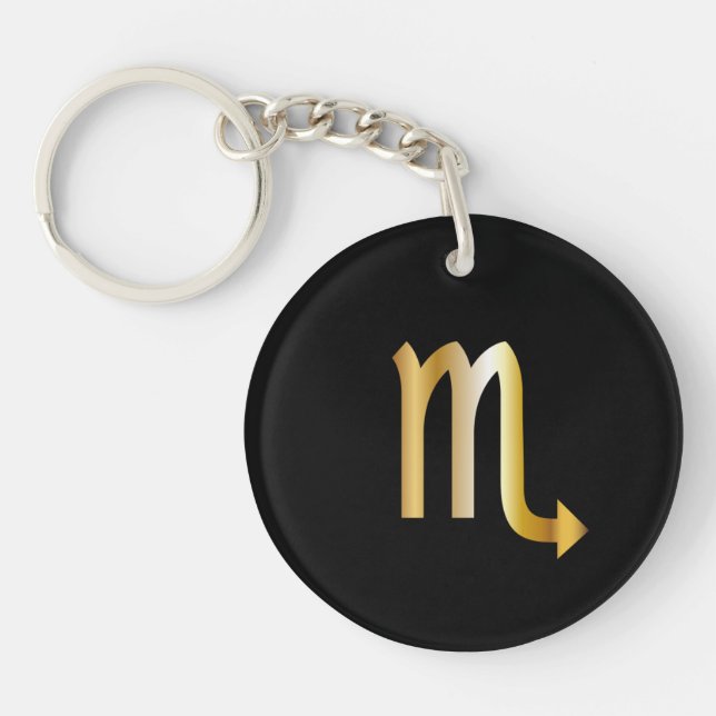 Scorpio Zodiac Sign, Black & Gold Keychain (Front)