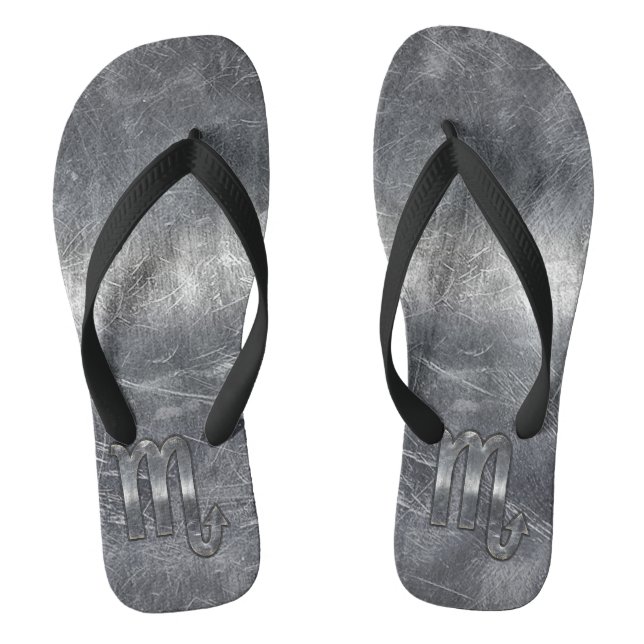 Scorpio Zodiac Sign Distressed Industrial Style Thongs (Footbed)