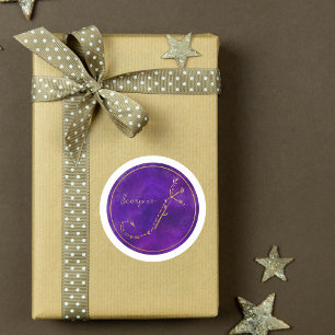 Scorpio Zodiac Sign Gold Foil Constellation  Classic Round Sticker