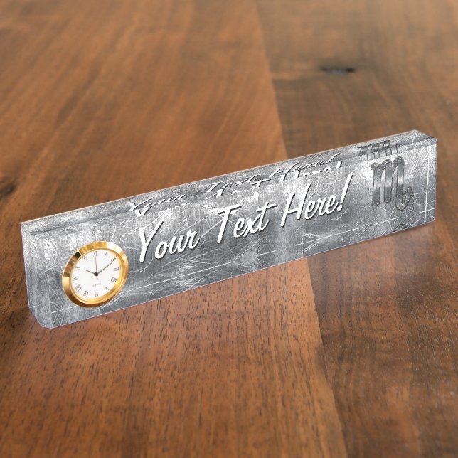 Scorpio Zodiac Sign in Distressed Steel Decor Nameplate (Side)