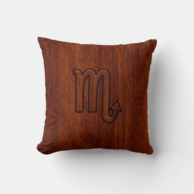 Scorpio Zodiac Sign in Mahogany Brown Style Cushion (Front)