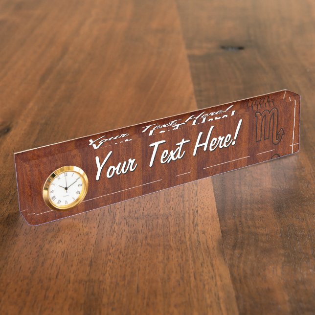 Scorpio Zodiac Sign in Mahogany Style Decor Nameplate (Side)