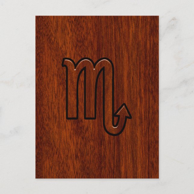 Scorpio Zodiac Sign in Mahogany Style Decor Postcard (Front)