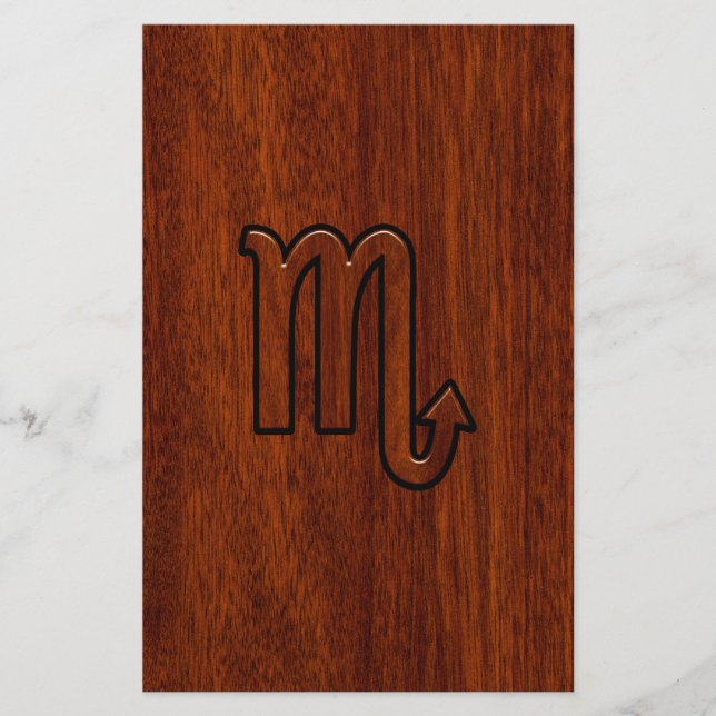 Scorpio Zodiac Sign in Mahogany Style Stationery (Front)