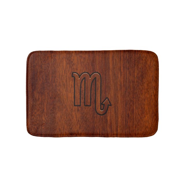 Scorpio Zodiac Sign in Rich Mahogany Style Bath Mat (Front)