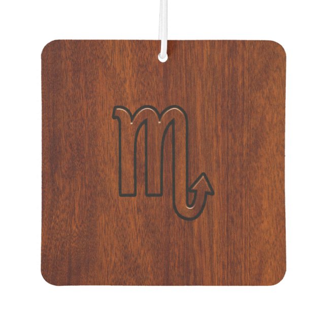 Scorpio Zodiac Sign in Rich Mahogany Style Car Air Freshener (Front)