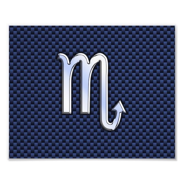 Scorpio Zodiac Sign navy blue carbon fibre print (Front)
