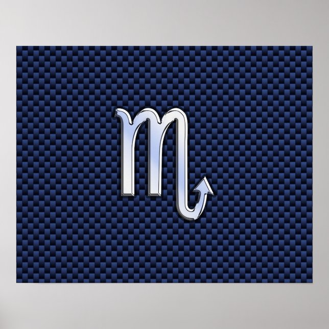 Scorpio Zodiac Sign navy blue carbon fibre print (Front)