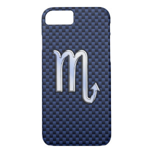 Scorpio Zodiac Sign navy blue carbon fibre print iPhone 8/7 Case