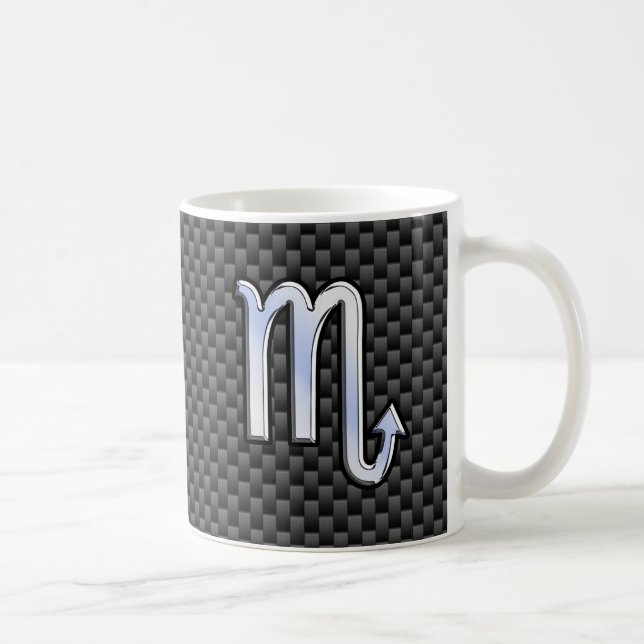 Scorpio Zodiac Sign on Carbon Fibre Astrology Coffee Mug (Right)