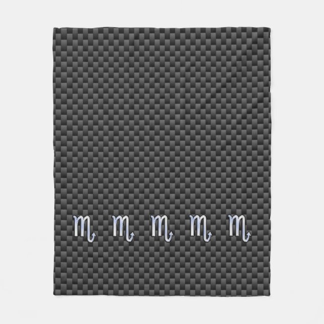 Scorpio Zodiac Sign on Carbon Fibre Print Fleece Blanket (Front)