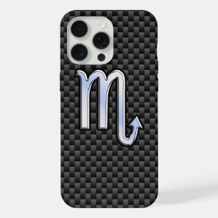 Scorpio Zodiac Sign on Carbon Fibre Print iPhone 15 Pro Max Case