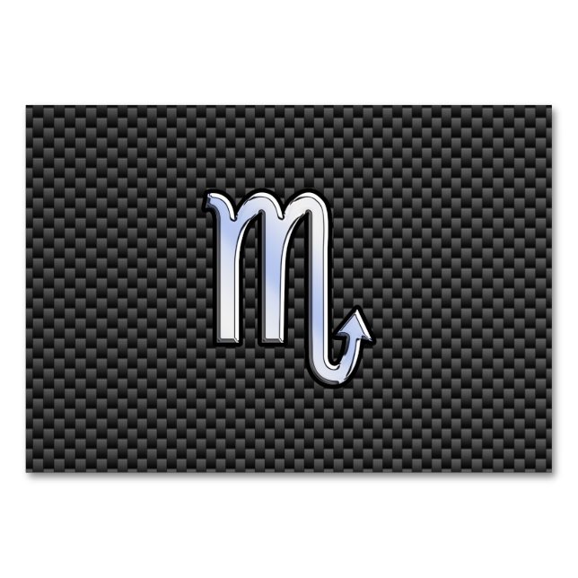 Scorpio Zodiac Sign on Carbon Fibre Print Table Number (Front)