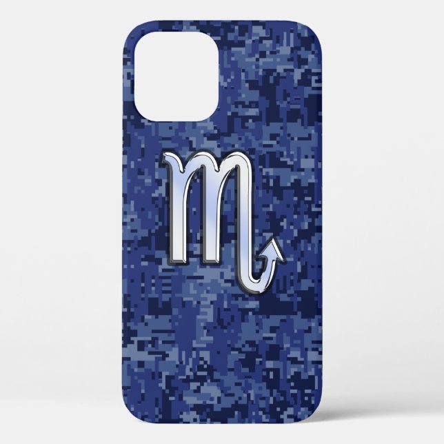 Scorpio Zodiac Sign on Navy Blue Camo Case-Mate iPhone Case (Back)