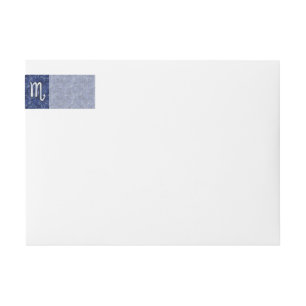 Scorpio Zodiac Sign on Navy Blue Camouflage Decor Wrap Around Label
