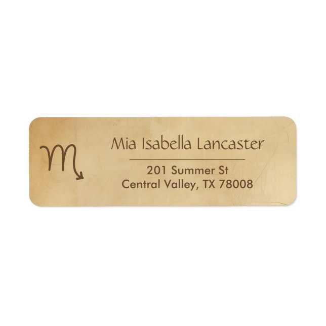 Scorpio Zodiac Sign - Return Address Labels (Front)