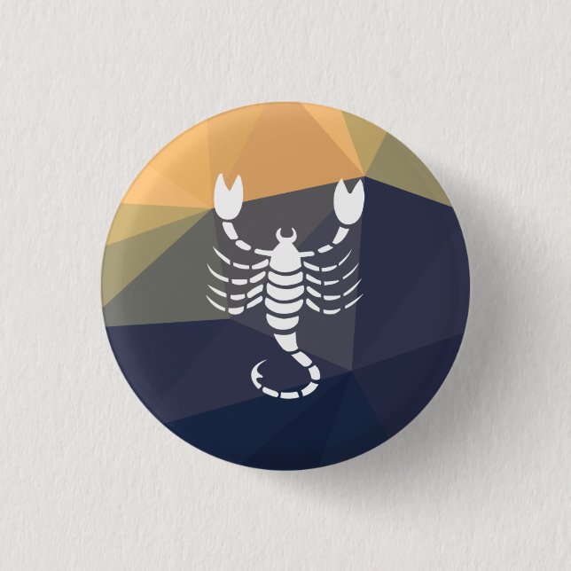 Scorpio zodiac sign round button. 3 cm round badge (Front)