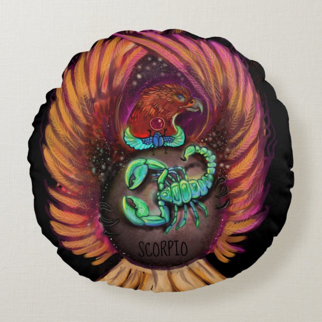 Scorpio Zodiac Sign Round Pillow (Front)