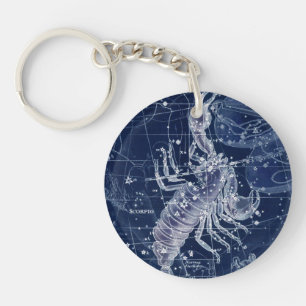 Scorpio Zodiac Sign Vintage Illustration Key Ring