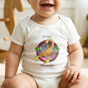 Scorpio Zodiac Sign Whimsical Astrology Cartoon Baby Bodysuit