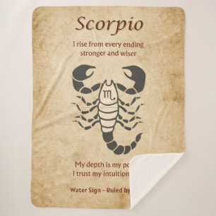 Scorpio Zodiac Sign with Affirmations  Sherpa Blanket