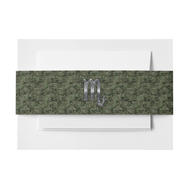 Scorpio Zodiac Sign Woodland Digital Camo Invitation Belly Band (Front Example)
