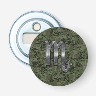 Scorpio Zodiac Sign Woodland Digital Camouflage Bottle Opener