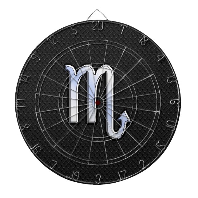 Scorpio Zodiac Silver Sign black snake skin Dartboard (Front)