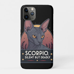 Scorpio Zodiac Sphynx Cat Silent Deadly Art iPhone 11 Pro Case