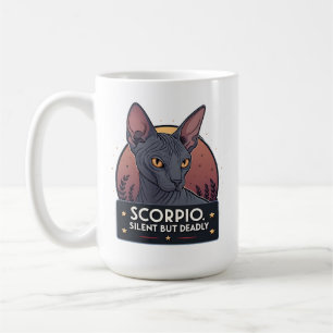 Scorpio Zodiac Sphynx Cat Silent Deadly Art Coffee Mug