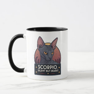 Scorpio Zodiac Sphynx Cat Silent Deadly Art Mug
