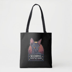 Scorpio Zodiac Sphynx Cat Silent Deadly Art Tote Bag