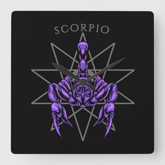 Scorpio zodiac square wall clock (Front)