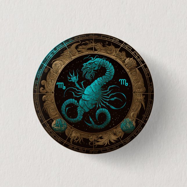 Scorpio Zodiac Star Sign Button (Front)