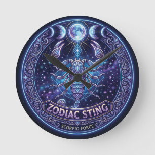 Scorpio Zodiac Sting Celestial Graphic Design Round Clock