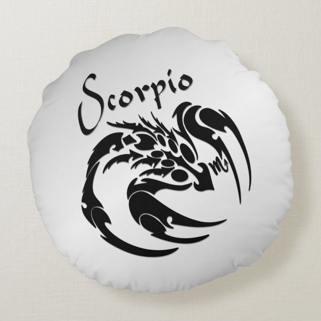 Scorpio Zodiac Symbol and Sign Round Cushion (Back)