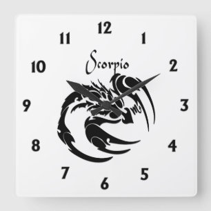 Scorpio Zodiac Symbol and Sign Square Wall Clock