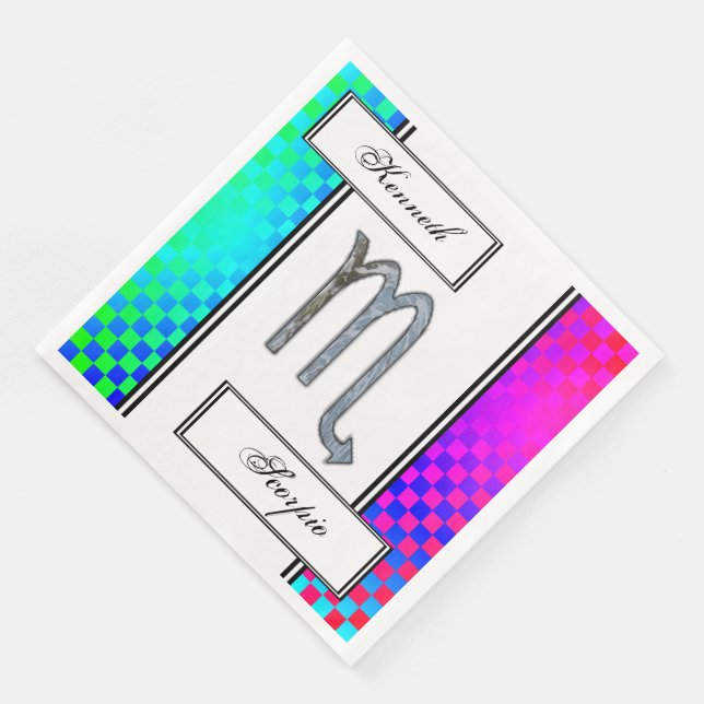 Scorpio Zodiac Symbol Element by Kenneth Yoncich Napkin (Corner)