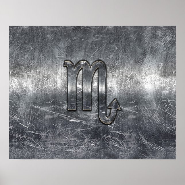 Scorpio Zodiac Symbol in Grunge Metallic Style Poster (Front)
