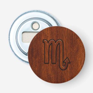 Scorpio Zodiac Symbol in Mahogany Style Bottle Opener