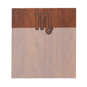 Scorpio Zodiac Symbol in Mahogany Style Notepad