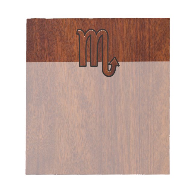 Scorpio Zodiac Symbol in Mahogany Style Notepad (Front)