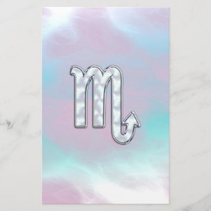 Scorpio Zodiac Symbol in Mother of Pearl Style Stationery