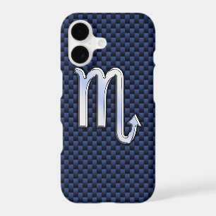 Scorpio Zodiac Symbol Navy Blue Carbon Fibre Style