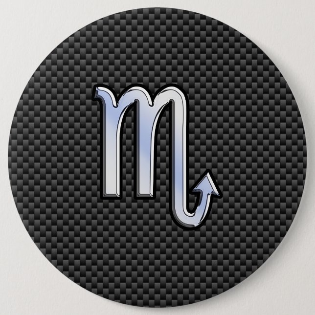 Scorpio Zodiac Symbol on Carbon Fibre Print 6 Cm Round Badge (Front)