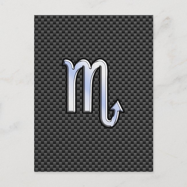 Scorpio Zodiac Symbol on Carbon Fibre Print Postcard (Front)