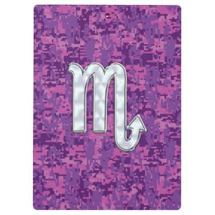 Scorpio Zodiac Symbol on Pink Digital Camo Clipboard