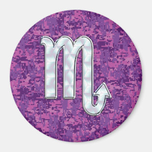 Scorpio Zodiac Symbol on Pink Digital Camo Magnet