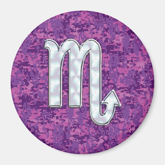 Scorpio Zodiac Symbol on Pink Digital Camo Magnet (Front)